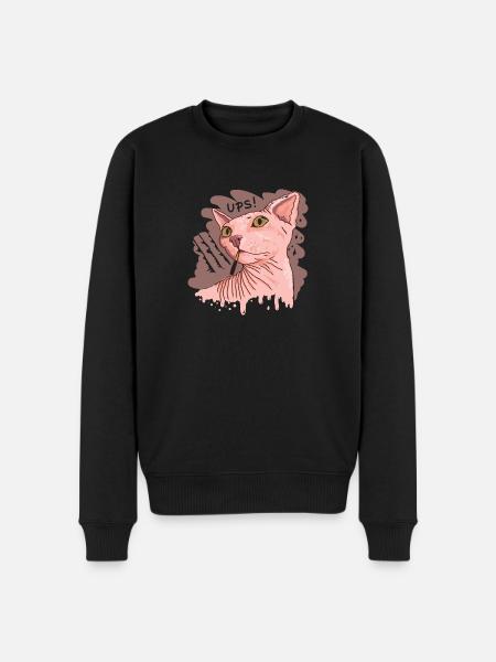 Sphynx cat with cigarette - Men's Premium Organic Jumper - black