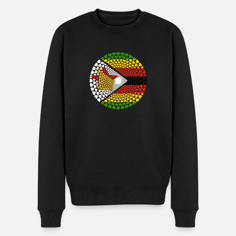 Zimbabwe Simbabwe Great Zimbabwe Love HERZ Mandala - Männer Premium Bio Pullover - Schwarz