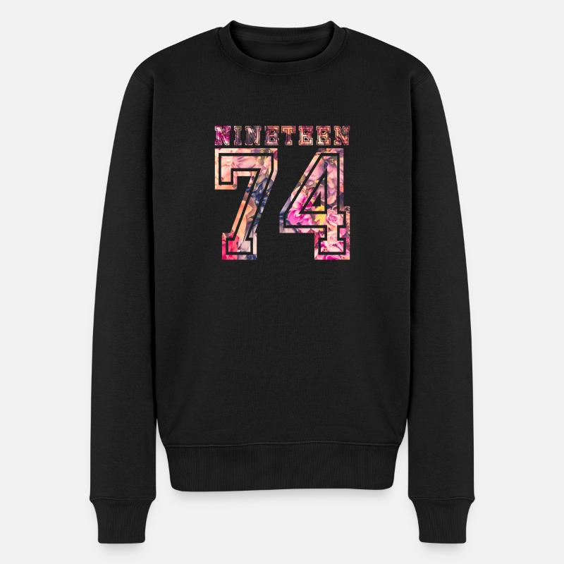 NINETEEN 1974 B - Männer Premium Bio Pullover - Schwarz