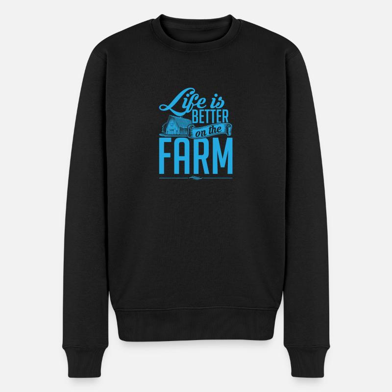 LIFE IS BETTER ON THE FARM - Männer Premium Bio Pullover - Schwarz