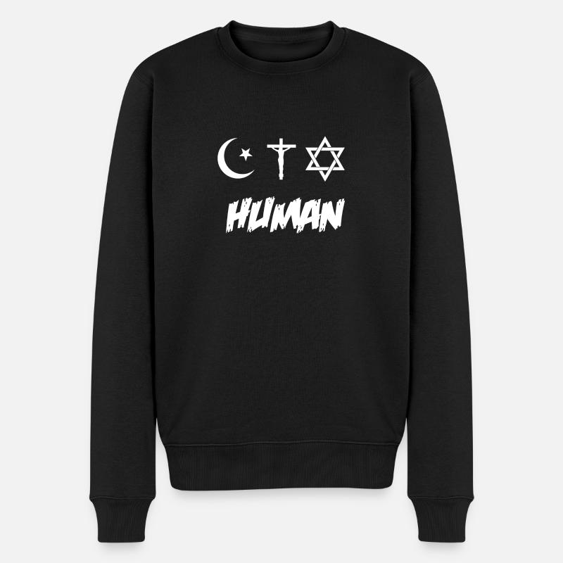 Menschlichkeit - Religion - Männer Premium Bio Pullover - Schwarz