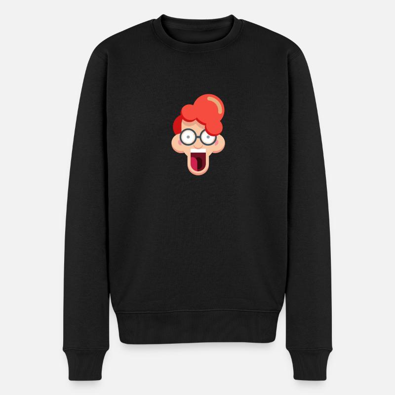 Rousse fou avec des lunettes - Pull Premium bio Homme - noir
