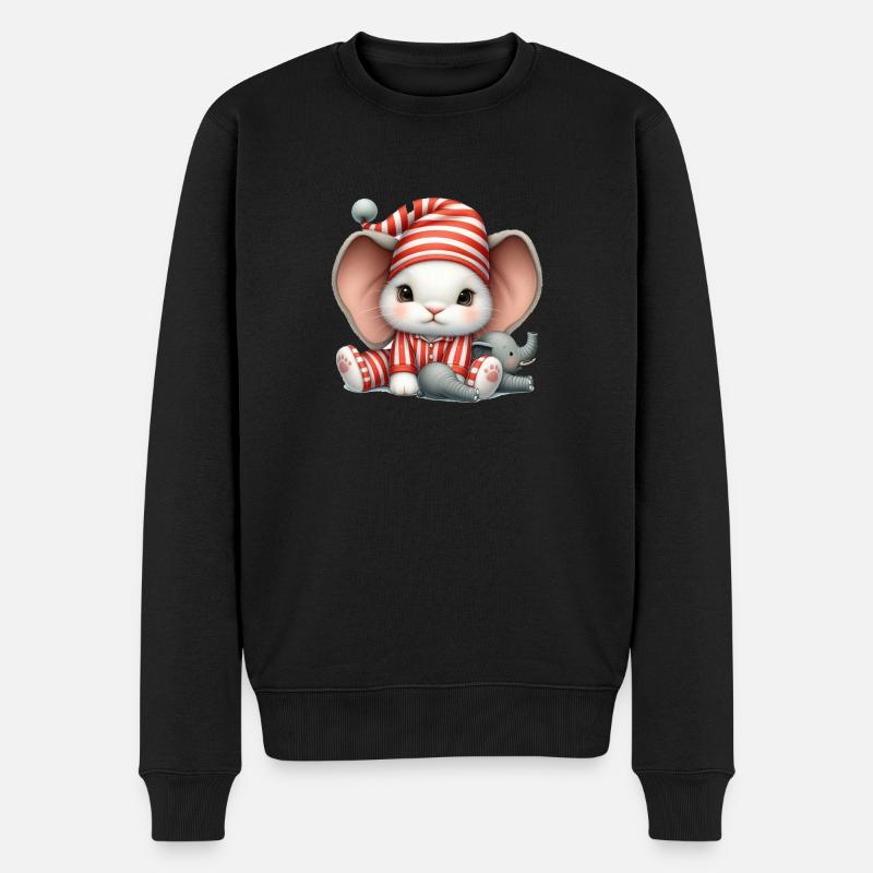 Hase im gestreiften Outfit und Elefantenohren - Männer Premium Bio Pullover - Schwarz