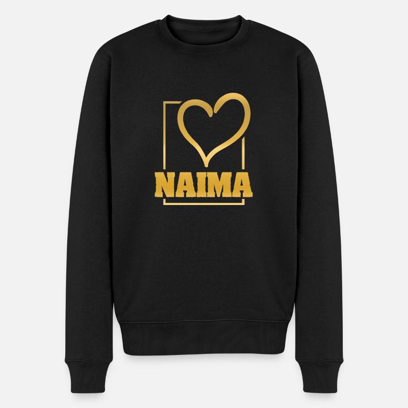 Herz Naima - Männer Premium Bio Pullover - Schwarz