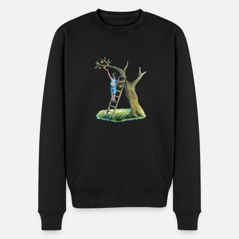 Apfelbaum - Männer Premium Bio Pullover - Schwarz