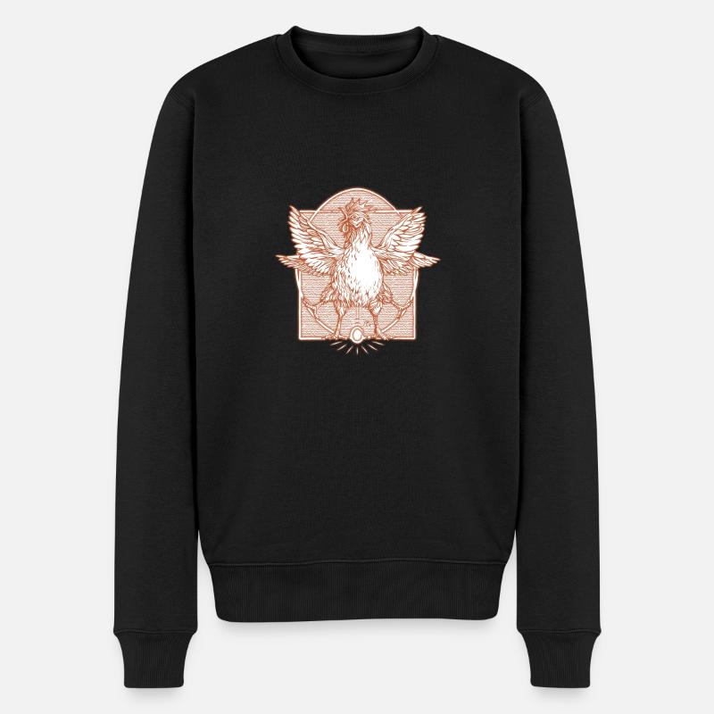 Der Hahn Vitruve3 - Männer Premium Bio Pullover - Schwarz