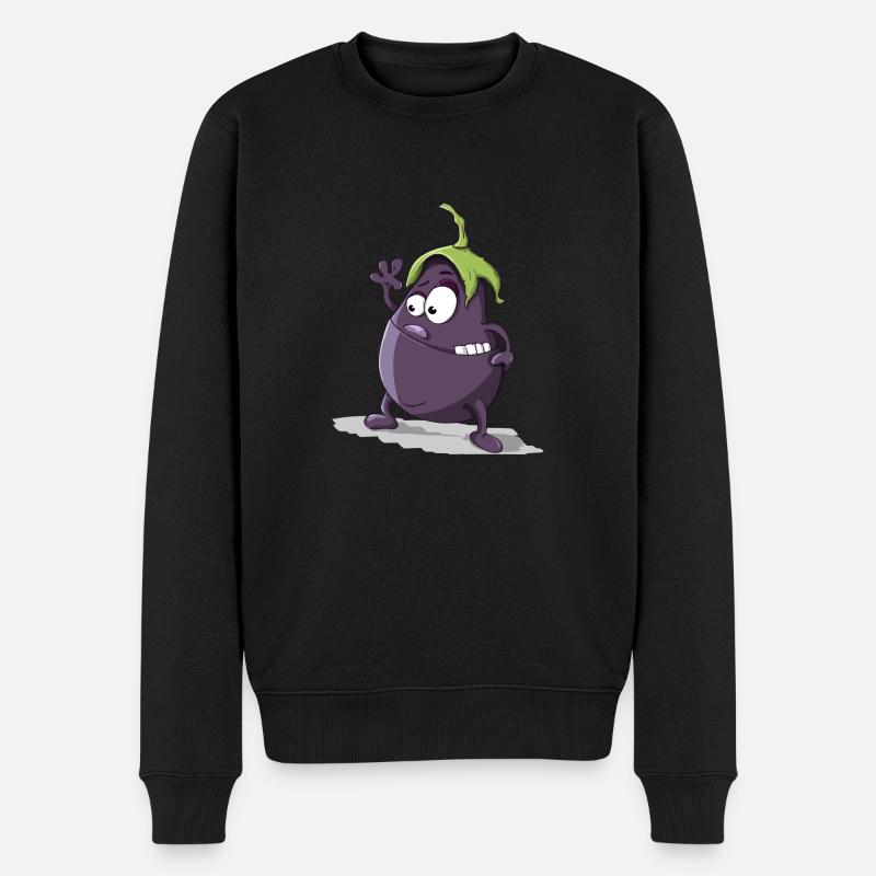 Aubergine - Männer Premium Bio Pullover - Schwarz