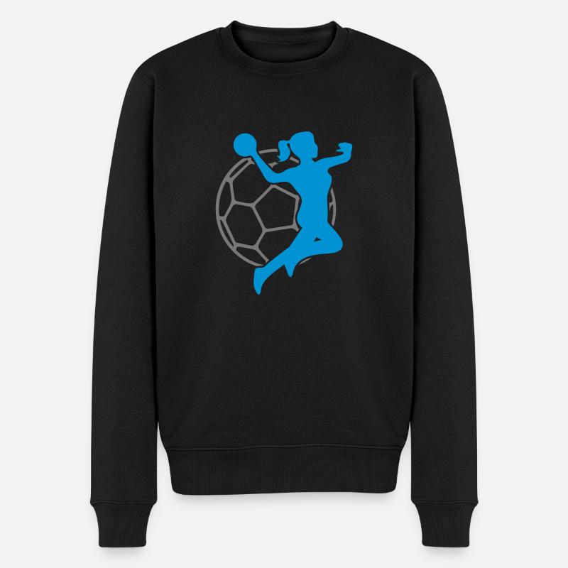 handball woman design - Männer Premium Bio Pullover - Schwarz