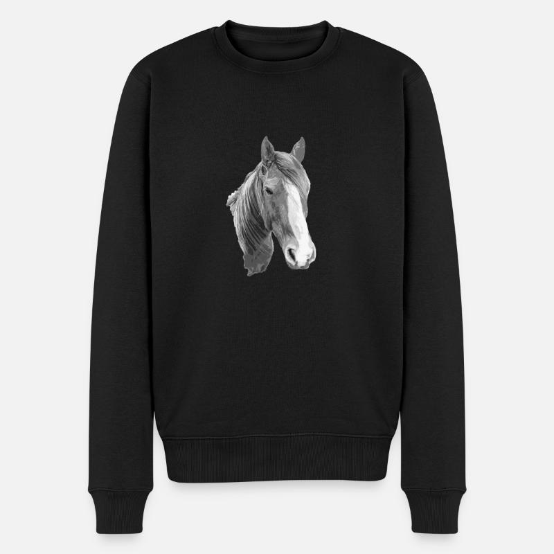 Pferd - Männer Premium Bio Pullover - Schwarz