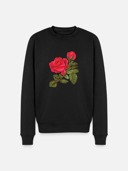 Rosen Aquarell handgemalt - Männer Premium Bio Pullover - Schwarz