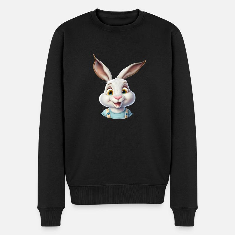 Glücklicher Hase - Männer Premium Bio Pullover - Schwarz