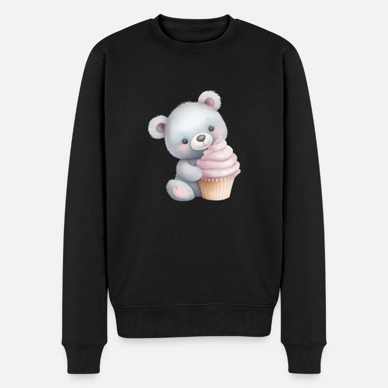 Teddy Bear Cupcake - Men's Premium Organic Jumper - black