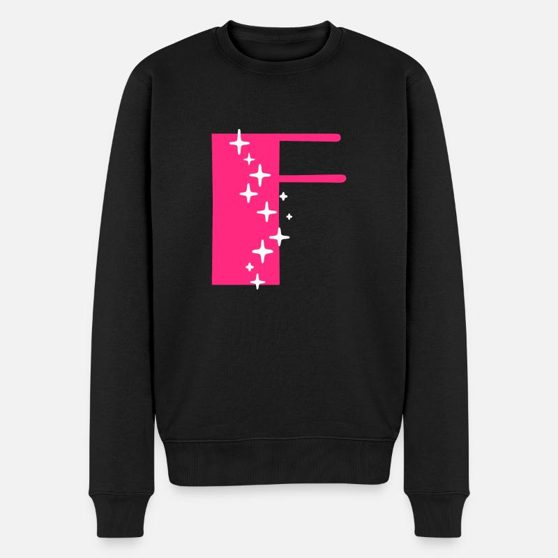 Buchstabe F Glitzer - Männer Premium Bio Pullover - Schwarz