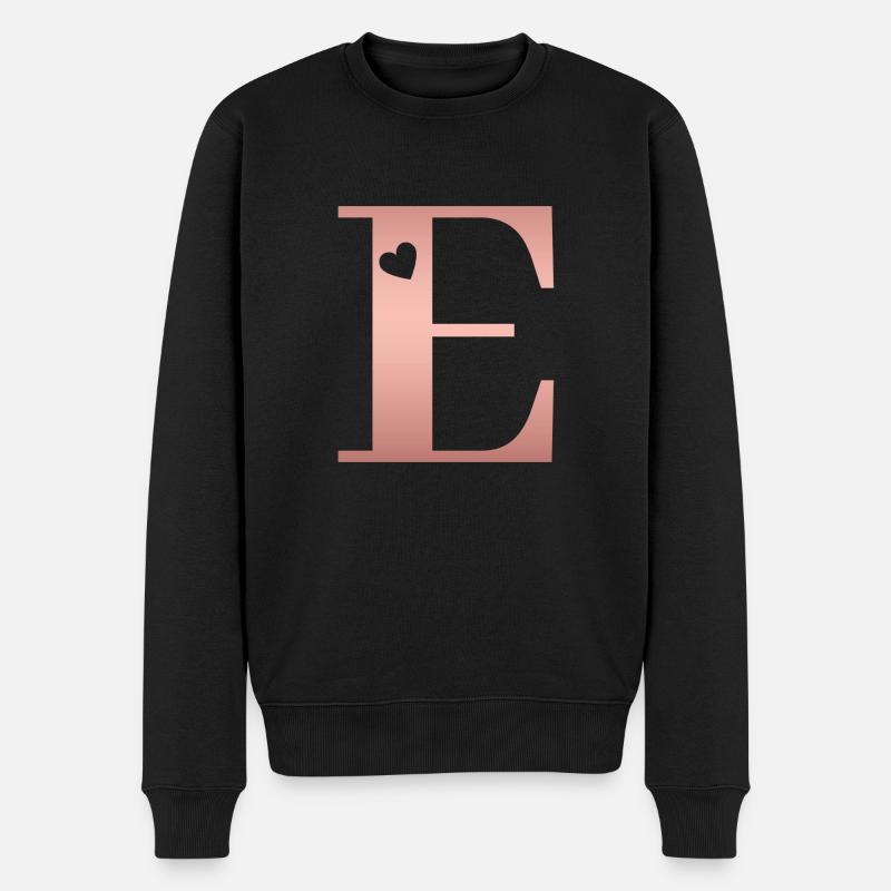 Buchstabe E Roségold - Männer Premium Bio Pullover - Schwarz