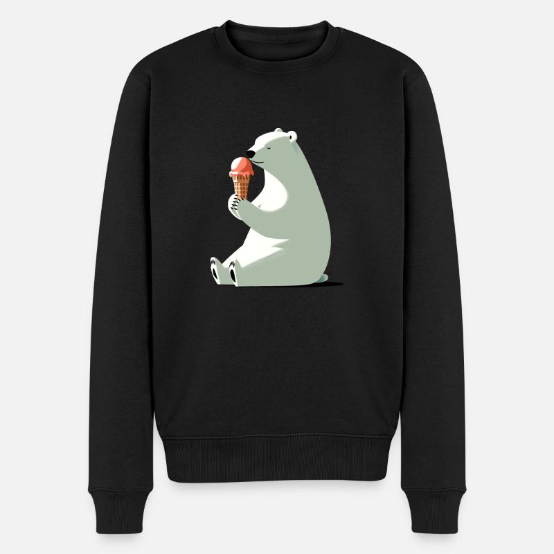 Eisbär mit Eis - Männer Premium Bio Pullover - Schwarz