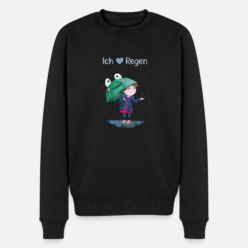 Ich liebe Regen - Männer Premium Bio Pullover - Schwarz