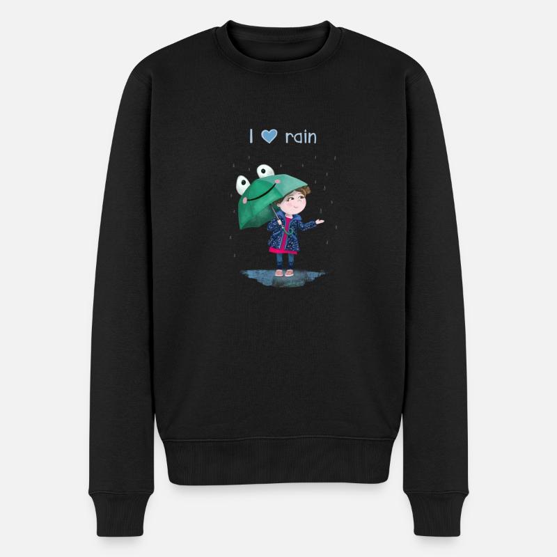 Mädchen im Regen - Männer Premium Bio Pullover - Schwarz