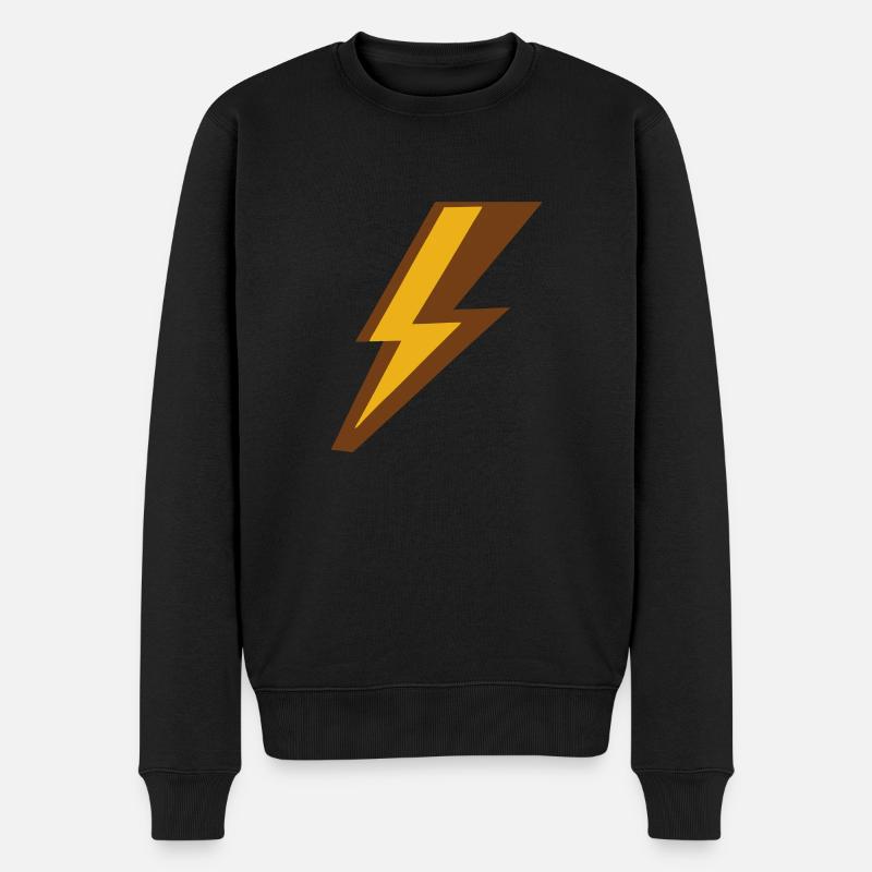 farbiger Blitz - Männer Premium Bio Pullover - Schwarz