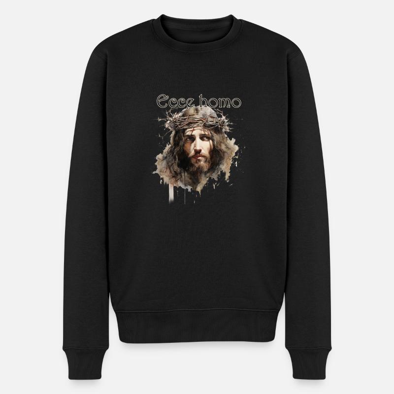 Ecce homo - Männer Premium Bio Pullover - Schwarz