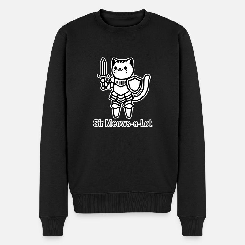 Katzenritter in glänzender Rüstung - Sir Miaut viel Design - Männer Premium Bio Pullover - Schwarz