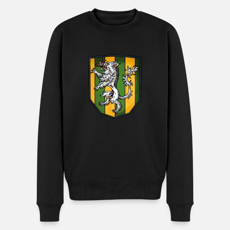 Wappen silber Wildschwein - Männer Premium Bio Pullover - Schwarz