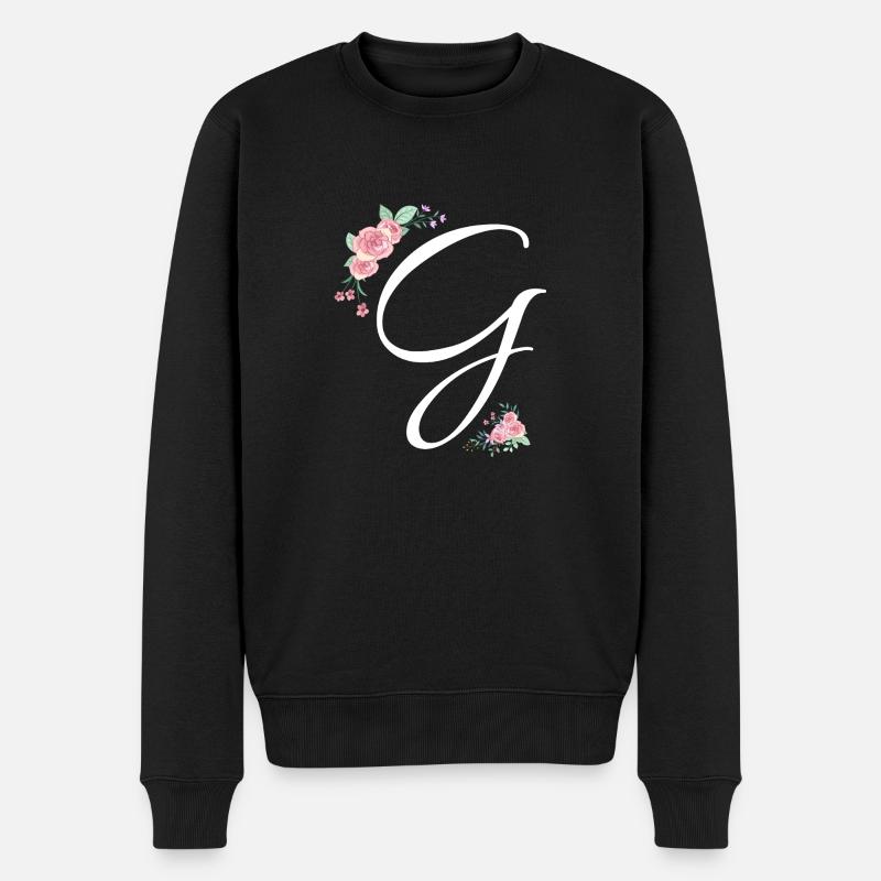 Buchstabe g Blumen - Männer Premium Bio Pullover - Schwarz