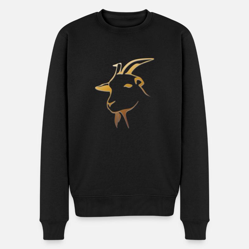 Ziege - Ziegenkopf - Ziegenbock - Männer Premium Bio Pullover - Schwarz