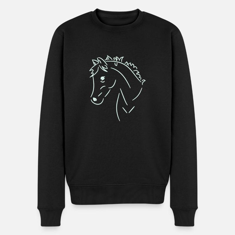 Pferdekopf - Männer Premium Bio Pullover - Schwarz