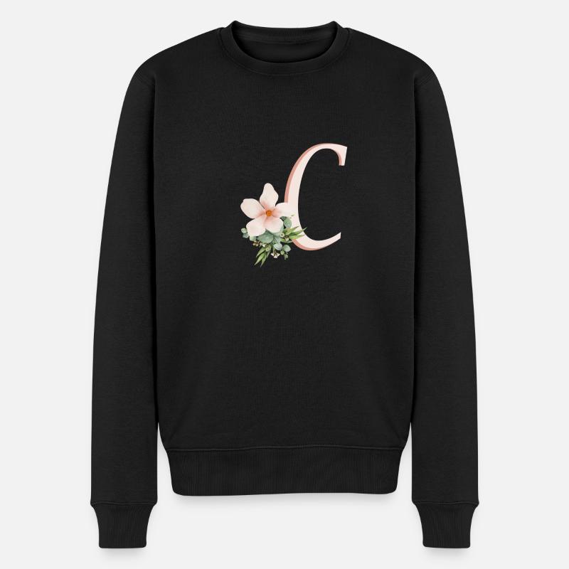 Lettre C avec fleur - Pull Premium bio Homme - noir