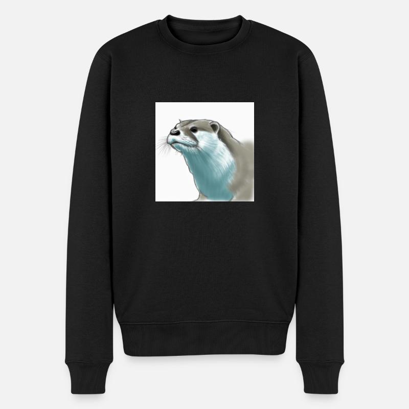 Niedlicher Otter (Zeichnung) - Männer Premium Bio Pullover - Schwarz