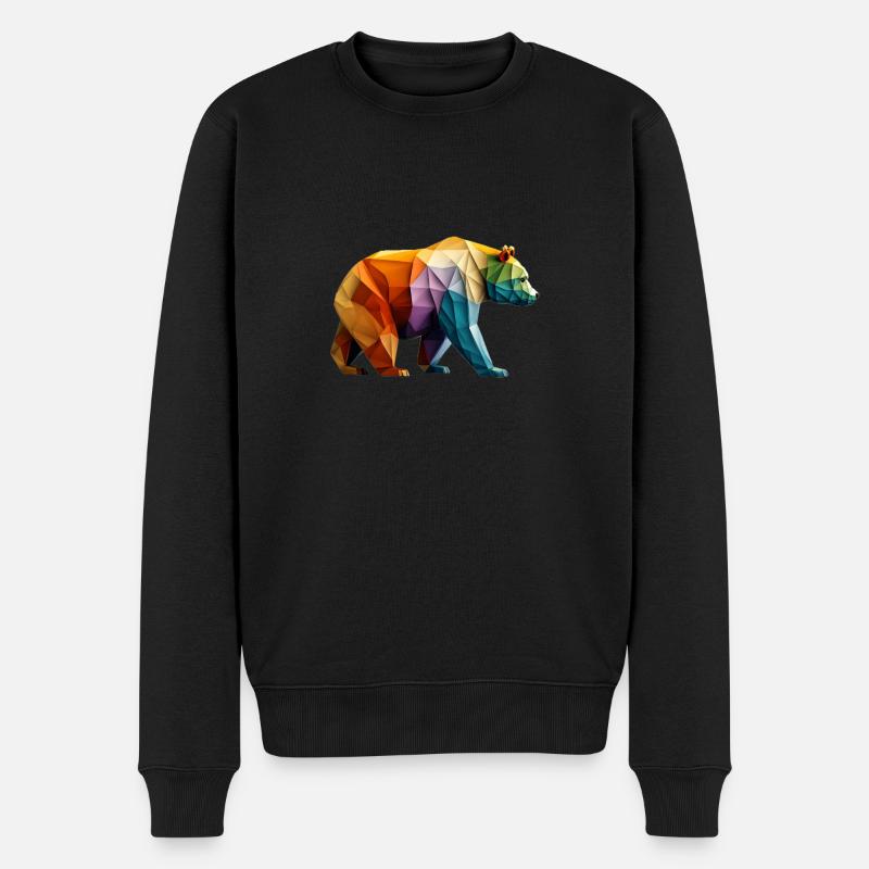 Origami Bear Bär Kunst Geometrie Moderne Arty - Männer Premium Bio Pullover - Schwarz