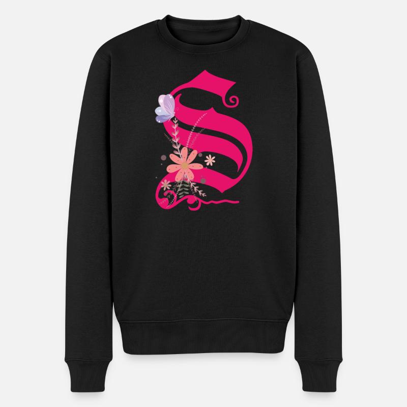 Buchstabe S - Männer Premium Bio Pullover - Schwarz