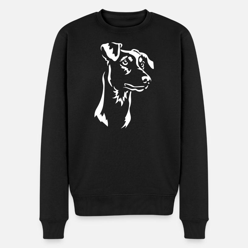 Deutscher Pinscher Kopf "Black Edition" - Männer Premium Bio Pullover - Schwarz