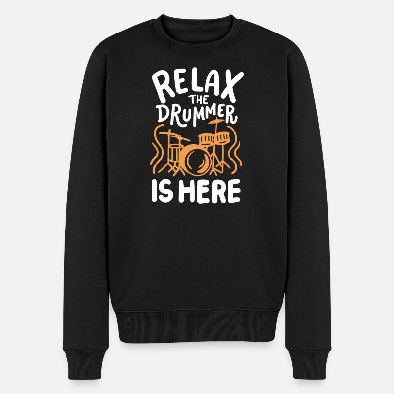 Schlagzeuger Schlagzeug Trommeln - Männer Premium Bio Pullover - Schwarz
