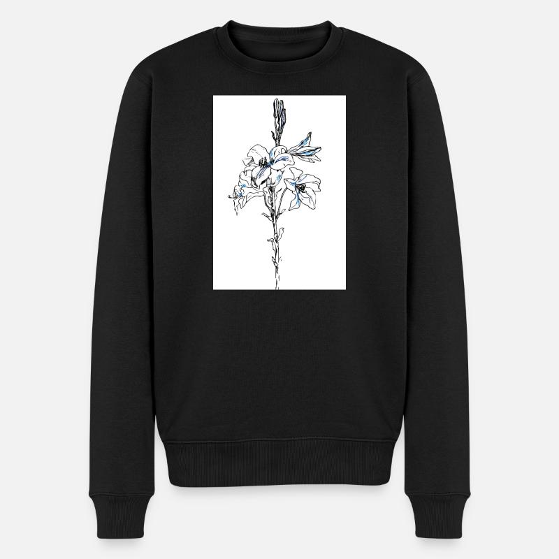 Blue lillies - Männer Premium Bio Pullover - Schwarz