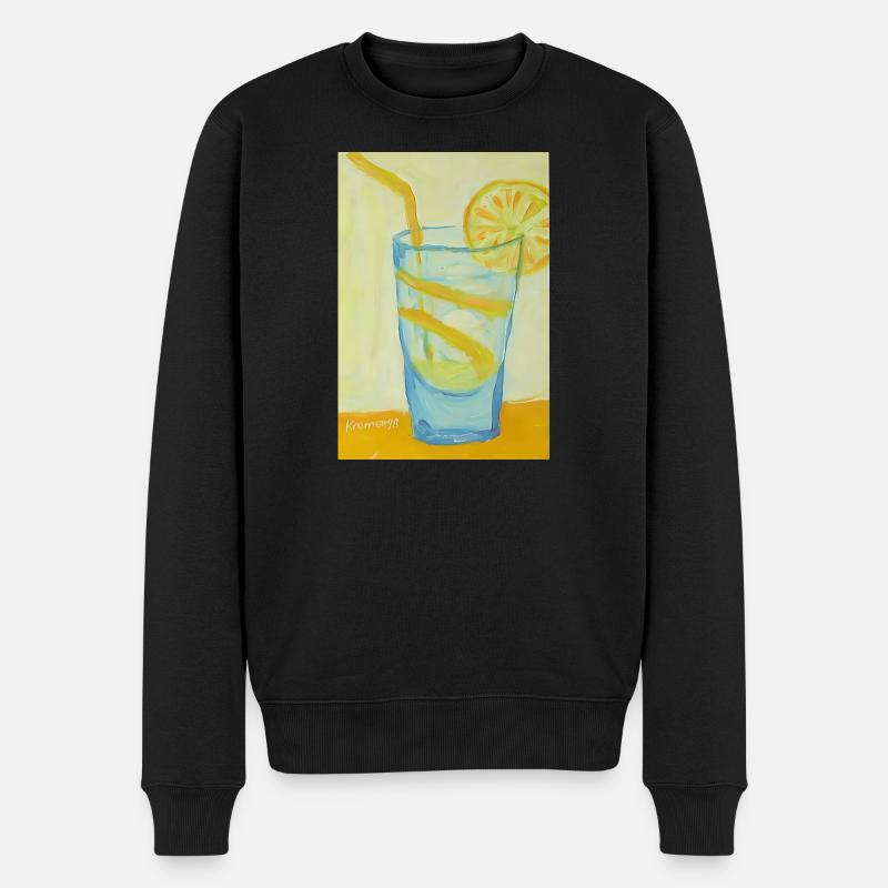 Zitronen Glas Cocktail - Männer Premium Bio Pullover - Schwarz