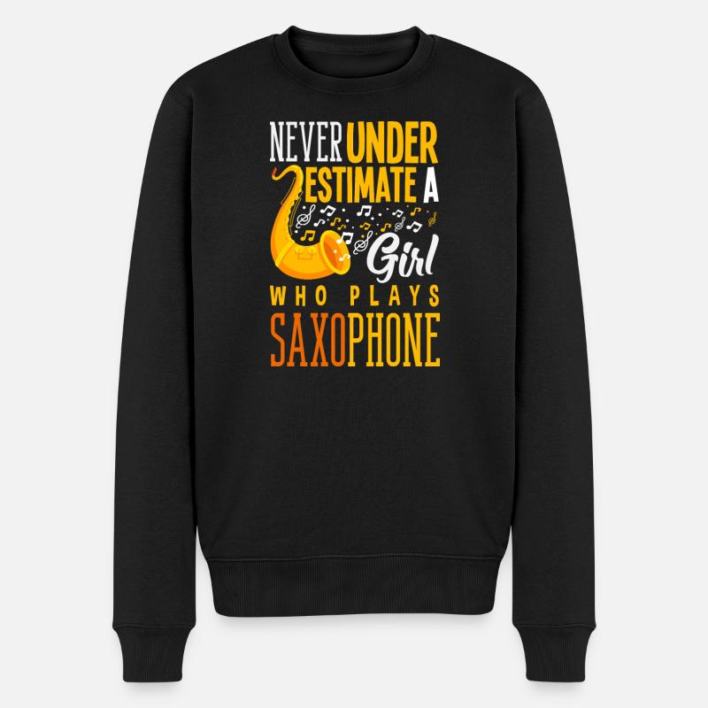 Saxofon - Männer Premium Bio Pullover - Schwarz