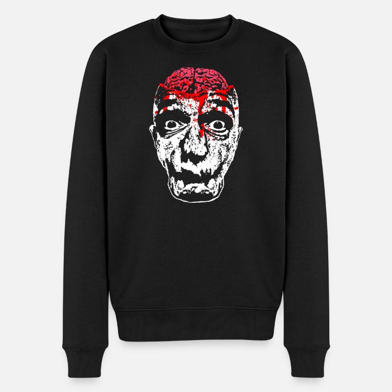 Visage de zombie ensanglanté - Pull Premium bio Homme - noir