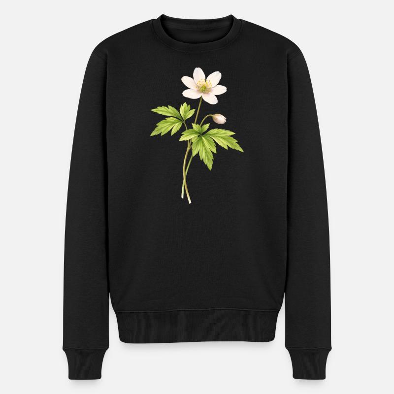 Illustration af forårsblomst med træanemone - Økologisk premium-sweatshirt til mænd - sort
