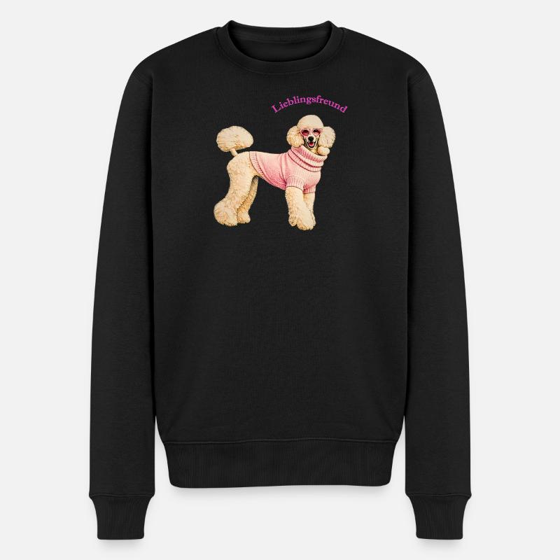 Lieblingsfreund Königspudel im rosa Pullover - Männer Premium Bio Pullover - Schwarz
