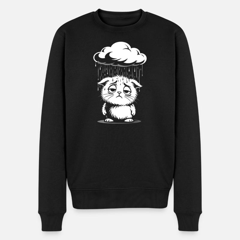 Chat Triste - Chaton Rétro Comic - Pull Premium bio Homme - noir