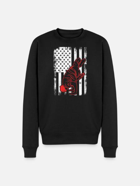 USA Flag Patriotic Break Dancer - Men's Premium Organic Jumper - black