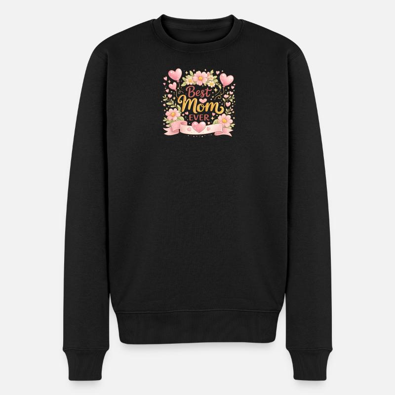 Best Mom Ever Blütenkranz - Männer Premium Bio Pullover - Schwarz