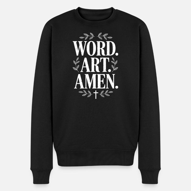 Wortkunst: Amen Blumenlorbeeren - Männer Premium Bio Pullover - Schwarz