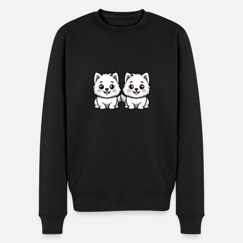 Samojede Hund Comic - Männer Premium Bio Pullover - Schwarz