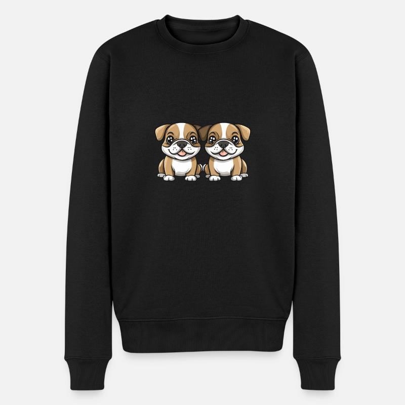 Chien bouledogue bande dessinée - Pull Premium bio Homme - noir