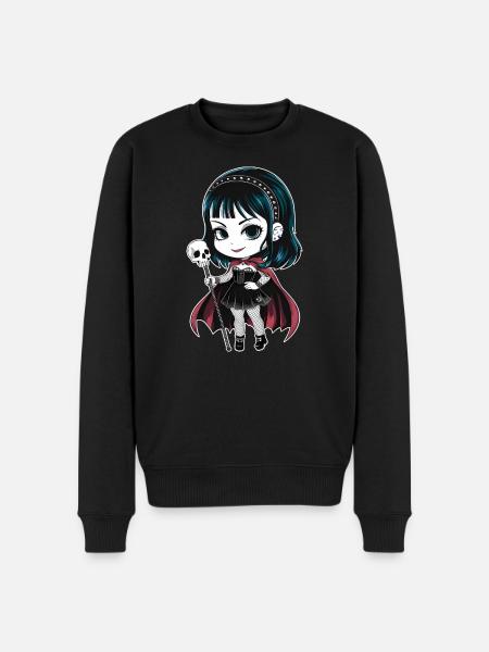 Chibi Gothic-Mädchen - Männer Premium Bio Pullover - Schwarz
