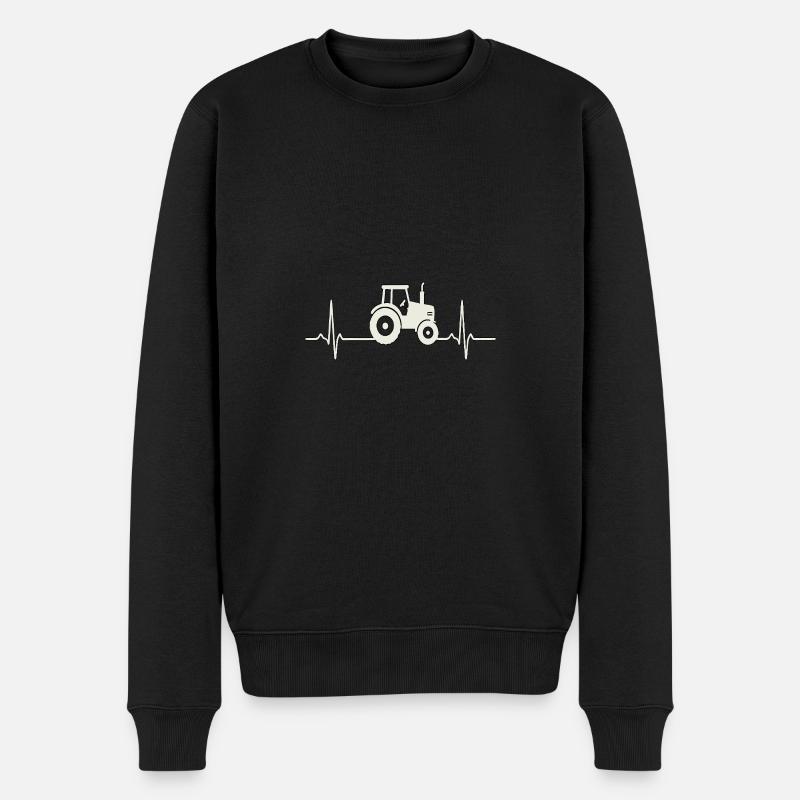 Herzschlag Traktor – EKG für Landwirte - Männer Premium Bio Pullover - Schwarz