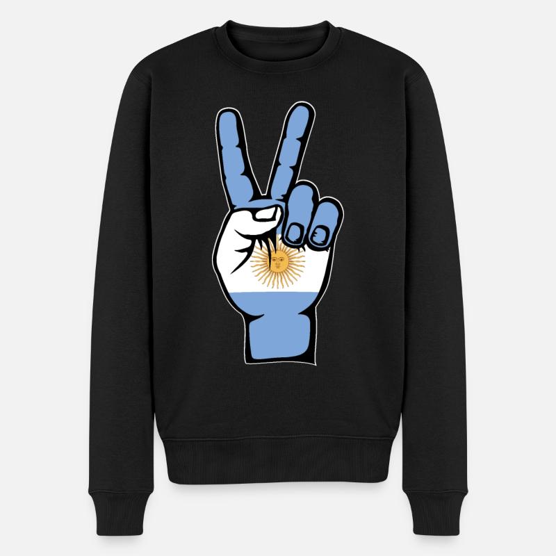 Argentinien Flagge Peace Symbol - Männer Premium Bio Pullover - Schwarz