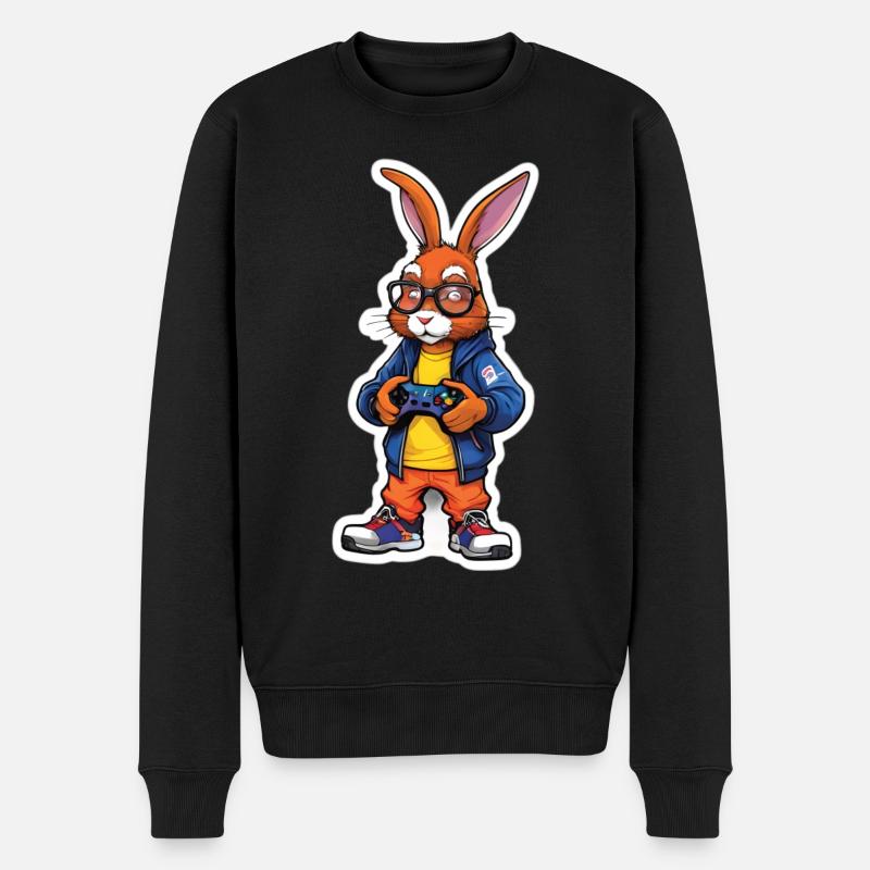Gamer bunny with controller - Men's Premium Organic Jumper - black